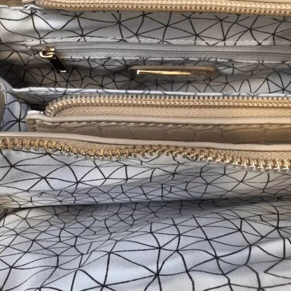 Moda Luxe Layne Backpack Nude Turnlock Embossed Faux Leather Brown Crocodile Bag - Picture 7 of 8